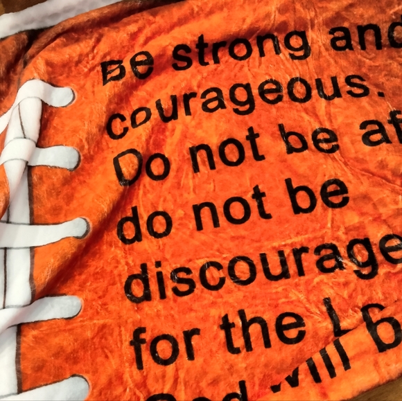 Soft Inspirational Football Fleece Blanket Bible Verse Joshua 1:9 - Picture 1 of 4